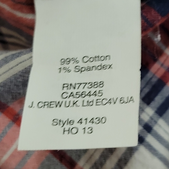 J. Crew Factory Perfect fit blue/red/white button down shirt size XS - Picture 5 of 7